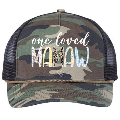 One Loved Mamaw Mothers Day Cute Retro Rope Trucker Hat Cap