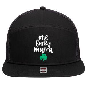 One Lucky Mama Shamrock Saint Patricks Day Mom Mommy Momma Meaningful Gift 7 Panel Mesh Trucker Snapback Hat