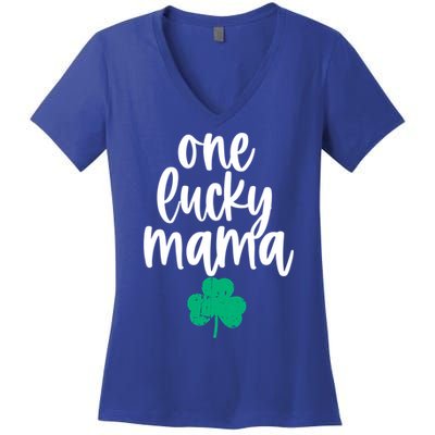 One Lucky Mama Shamrock Saint Patricks Day Mom Mommy Momma Meaningful Gift Women's V-Neck T-Shirt