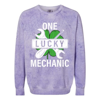 One Lucky Mechanic Funny Saint Patricks Day Graphic Gift Colorblast Crewneck Sweatshirt