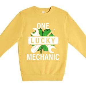 One Lucky Mechanic Funny Saint Patricks Day Graphic Gift Premium Crewneck Sweatshirt