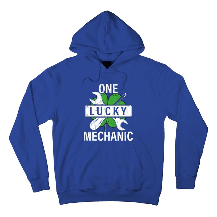 One Lucky Mechanic Funny Saint Patricks Day Graphic Gift Hoodie