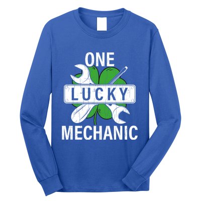 One Lucky Mechanic Funny Saint Patricks Day Graphic Gift Long Sleeve Shirt