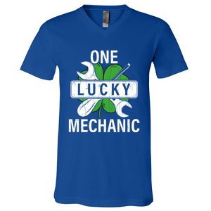 One Lucky Mechanic Funny Saint Patricks Day Graphic Gift V-Neck T-Shirt