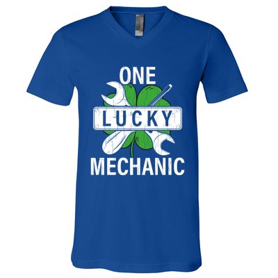 One Lucky Mechanic Funny Saint Patricks Day Graphic Gift V-Neck T-Shirt