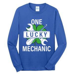 One Lucky Mechanic Funny Saint Patricks Day Graphic Gift Tall Long Sleeve T-Shirt