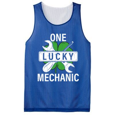 One Lucky Mechanic Funny Saint Patricks Day Graphic Gift Mesh Reversible Basketball Jersey Tank