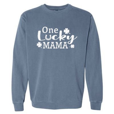 One Lucky Mama St. Patricks Day Mom Gift Garment-Dyed Sweatshirt