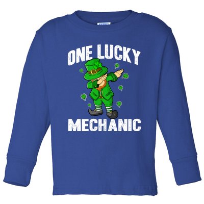 One Lucky Mechanic St Patricks Day Dabbing Leprechaun Gift Toddler Long Sleeve Shirt