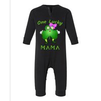 One Lucky Mama Pink Bow Shamrock St Patrick's Day Irish Mom Infant Fleece One Piece