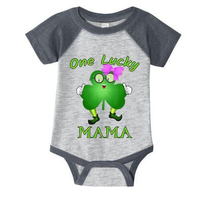 One Lucky Mama Pink Bow Shamrock St Patrick's Day Irish Mom Infant Baby Jersey Bodysuit