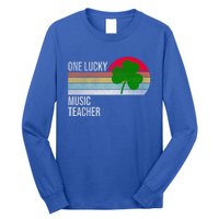 One Lucky Music Teacher St Patricks Day Vintage Retro Design Gift Long Sleeve Shirt