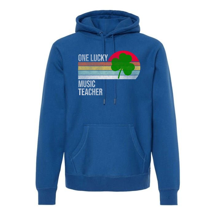 One Lucky Music Teacher St Patricks Day Vintage Retro Design Gift Premium Hoodie