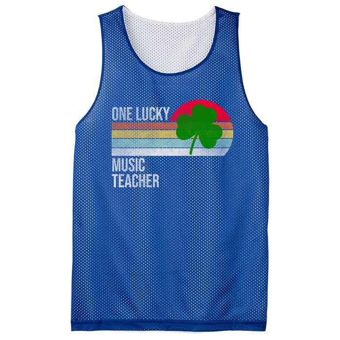 One Lucky Music Teacher St Patricks Day Vintage Retro Design Gift Mesh Reversible Basketball Jersey Tank