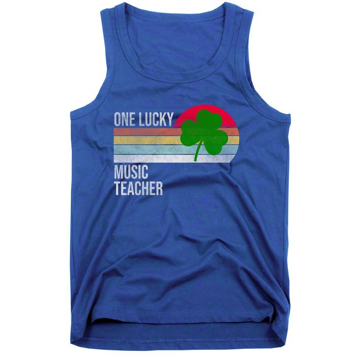 One Lucky Music Teacher St Patricks Day Vintage Retro Design Gift Tank Top