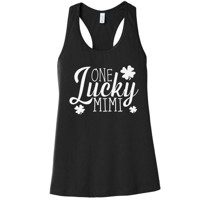 One Lucky Mimi Shamrock Gift For Saint Patrick's Day Women's Racerback Tank