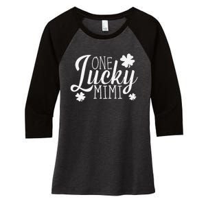 One Lucky Mimi Shamrock Gift For Saint Patrick's Day Women's Tri-Blend 3/4-Sleeve Raglan Shirt