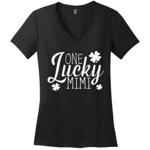 One Lucky Mimi Shamrock Gift For Saint Patrick's Day Women's V-Neck T-Shirt