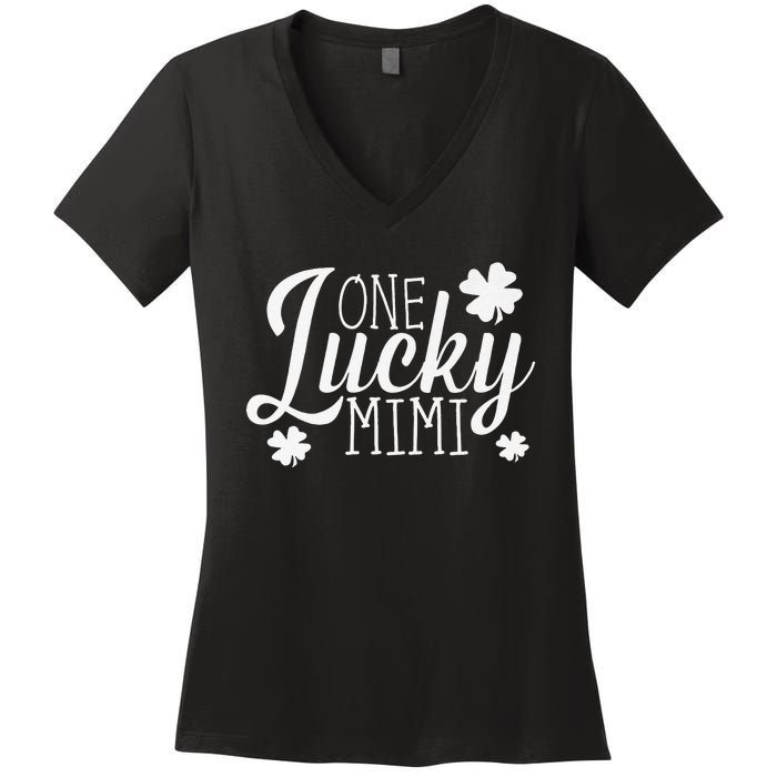 One Lucky Mimi Shamrock Gift For Saint Patrick's Day Women's V-Neck T-Shirt