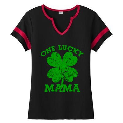 One Lucky Mama Vintage St Patricks Day Meaningful Gift Ladies Halftime Notch Neck Tee