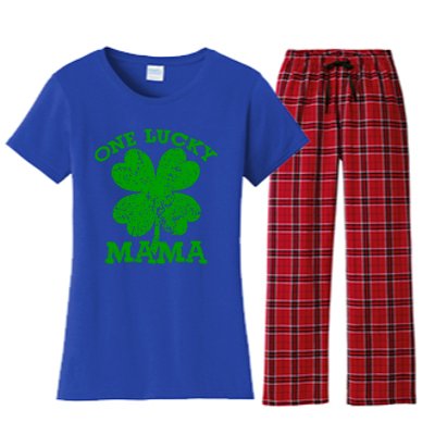 One Lucky Mama Vintage St Patricks Day Meaningful Gift Women's Flannel Pajama Set