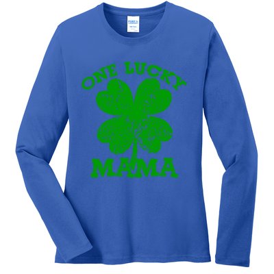 One Lucky Mama Vintage St Patricks Day Meaningful Gift Ladies Long Sleeve Shirt