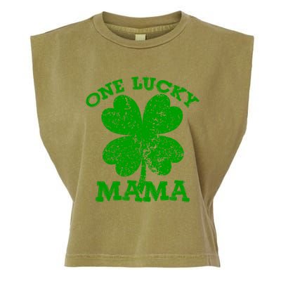 One Lucky Mama Vintage St Patricks Day Meaningful Gift Garment-Dyed Women's Muscle Tee