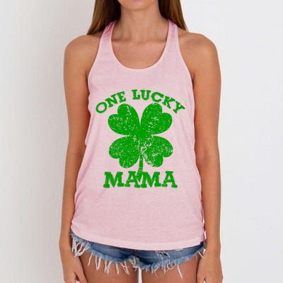 One Lucky Mama Vintage St Patricks Day Meaningful Gift Women's Knotted Racerback Tank