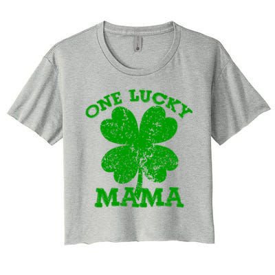 One Lucky Mama Vintage St Patricks Day Meaningful Gift Women's Crop Top Tee