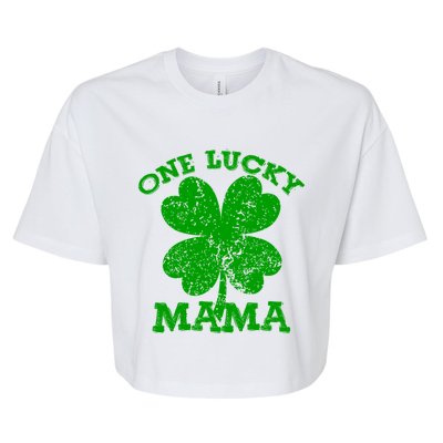 One Lucky Mama Vintage St Patricks Day Meaningful Gift Bella+Canvas Jersey Crop Tee