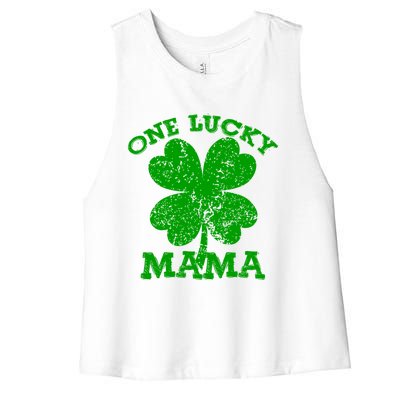 One Lucky Mama Vintage St Patricks Day Meaningful Gift Women's Racerback Cropped Tank