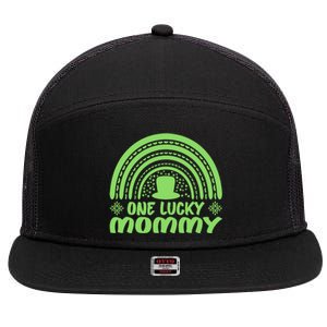 One Lucky Mommy Gift St Patrick's Day Funny For Mommy Gift 7 Panel Mesh Trucker Snapback Hat