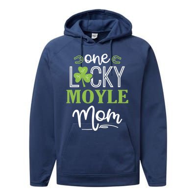 One Lucky Moyle Horse Mom Irish Horseback Riding Gift Performance Fleece Hoodie