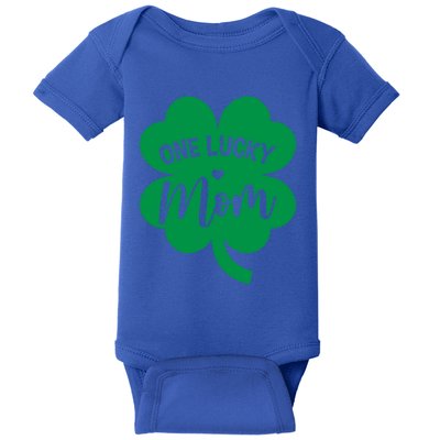 One Lucky Mom Shamrock Four Leaf Clover St Patricks Day Gift Baby Bodysuit