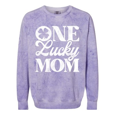 One Lucky Mom St Patricks Day Shamrock Ireland Irish Green Gift Colorblast Crewneck Sweatshirt