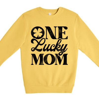 One Lucky Mom St Patricks Day Shamrock Ireland Irish Green Gift Premium Crewneck Sweatshirt