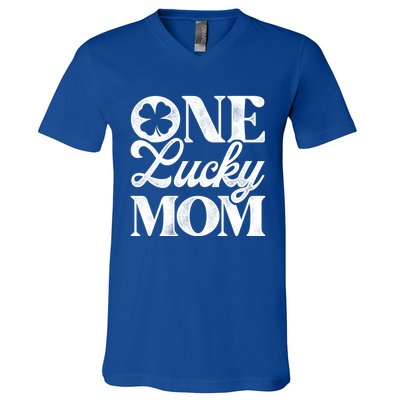 One Lucky Mom St Patricks Day Shamrock Ireland Irish Green Gift V-Neck T-Shirt