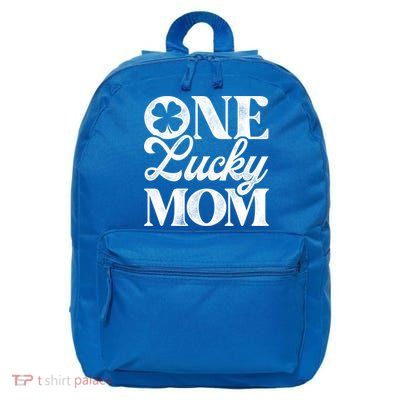 One Lucky Mom St Patricks Day Shamrock Ireland Irish Green Gift 16 in Basic Backpack