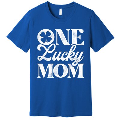 One Lucky Mom St Patricks Day Shamrock Ireland Irish Green Gift Premium T-Shirt