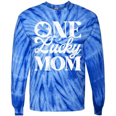 One Lucky Mom St Patricks Day Shamrock Ireland Irish Green Gift Tie-Dye Long Sleeve Shirt