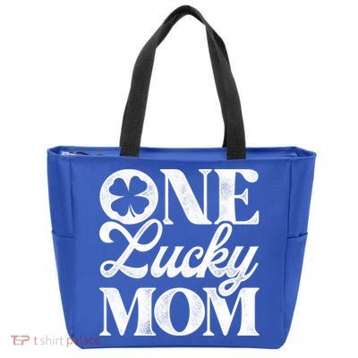 One Lucky Mom St Patricks Day Shamrock Ireland Irish Green Gift Zip Tote Bag
