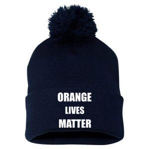 Orange Lives Matter Pom Pom 12in Knit Beanie