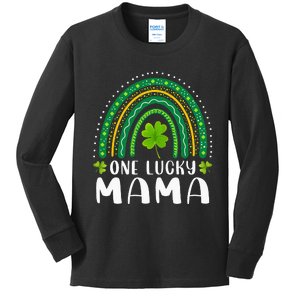 One Lucky mama Leopard green Rainbow St Patrick’s Day Kids Long Sleeve Shirt