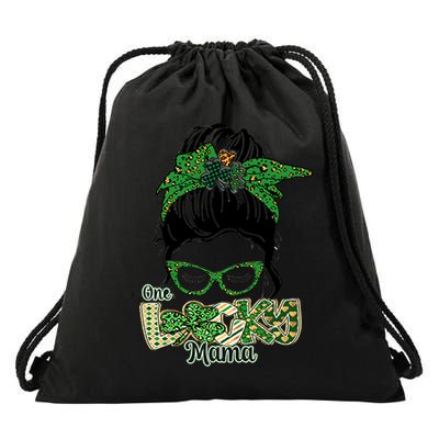 One Lucky Mama St Patrick's Day Gift For Mother Mom Lover Trending Gift Idea Drawstring Bag