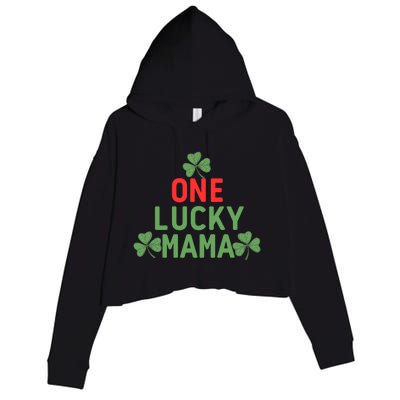 One Lucky Mama St Patricks Day Crop Fleece Hoodie