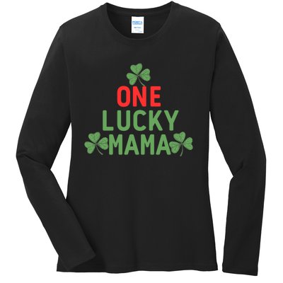 One Lucky Mama St Patricks Day Ladies Long Sleeve Shirt