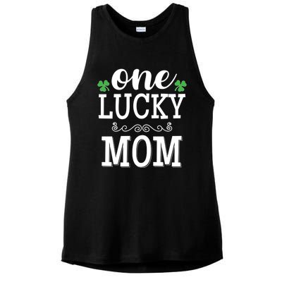 One Lucky Mom St Patrick's Themed Mummy Gift Ladies PosiCharge Tri-Blend Wicking Tank