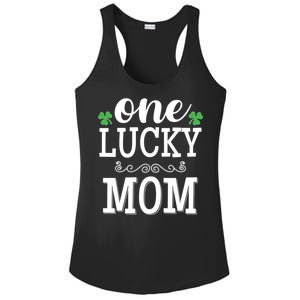 One Lucky Mom St Patrick's Themed Mummy Gift Ladies PosiCharge Competitor Racerback Tank