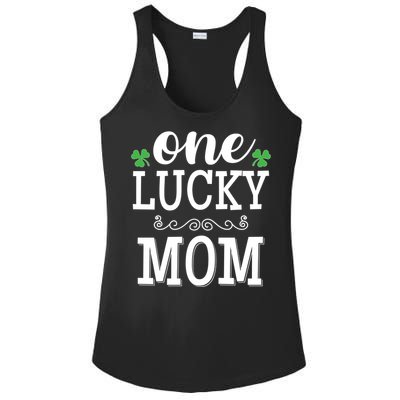 One Lucky Mom St Patrick's Themed Mummy Gift Ladies PosiCharge Competitor Racerback Tank