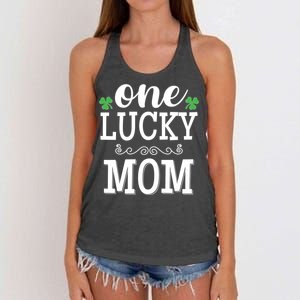 One Lucky Mom St Patrick's Themed Mummy Gift Women's Knotted Racerback Tank